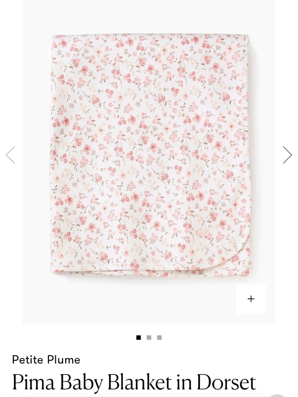 Petite Plume Pima Baby Blanket - Pink Floral on Cream